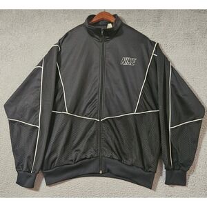 Nike Vintage 90's 80's Mesh‎ Full Zip Up Windbreaker Gray Tag Track Jacket Large